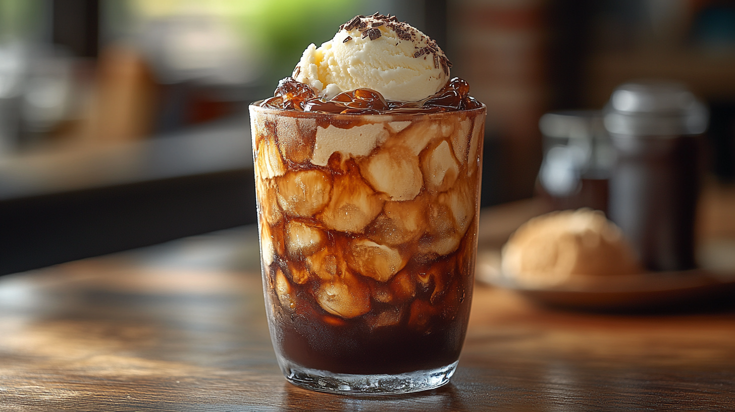 Mocha Frappe-tastic – Cold Brew, Chocolate Syrup, Ice, And A Scoop Of Vanilla Ice Cream